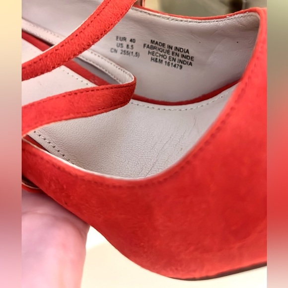 NWT,H&M Nova Stiletto Heels,Tangerine Red,Sexy Crisscross Straps, Size US 8.5 - Picture 7 of 10